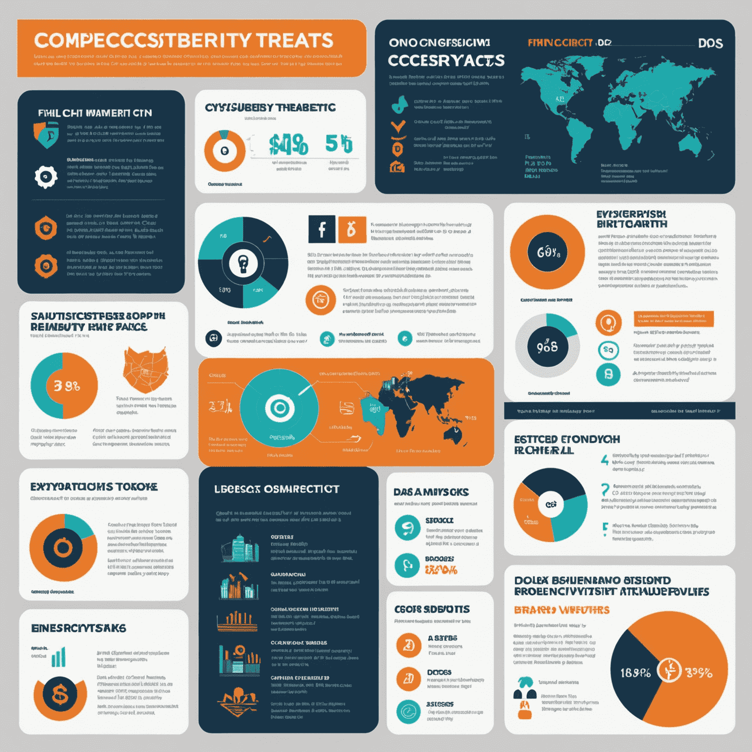 Infographic showing common cybersecurity threats to fintech startups, including data breach, fraud, DDoS attacks, and compliance issues